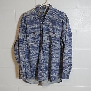 Cabella's Fishing Sailing Boating P100% Cotton Button Down Shirt Coastal